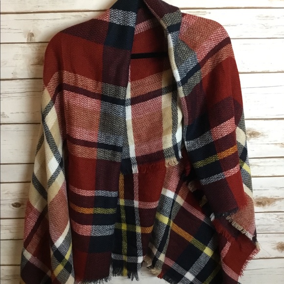 💥SOLD OUT💥Red Plaid Blanket Scarf - Picture 6 of 7